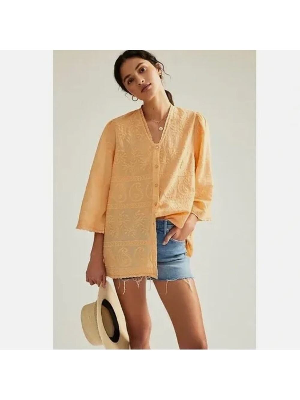 Anthropologie forever that‎ girl Easton Embroidered Tunic Blouse Sz 8